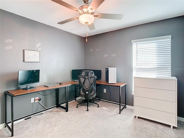 home office featuring ceiling fan