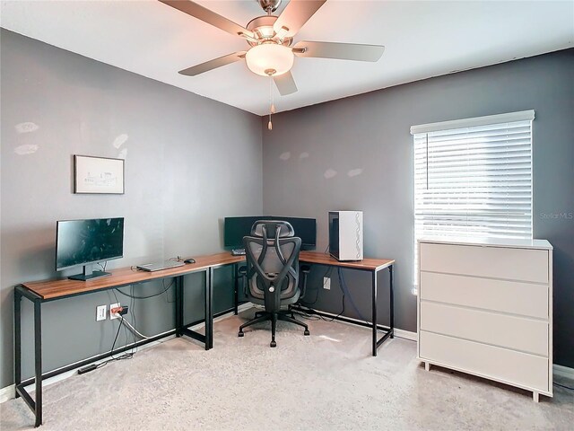 8849 Little Bluestem Dr, Land O Lakes, FL 34637 - office area featuring a ceiling fan and baseboards