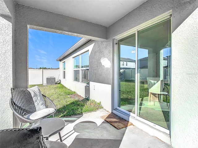 view of patio featuring central AC