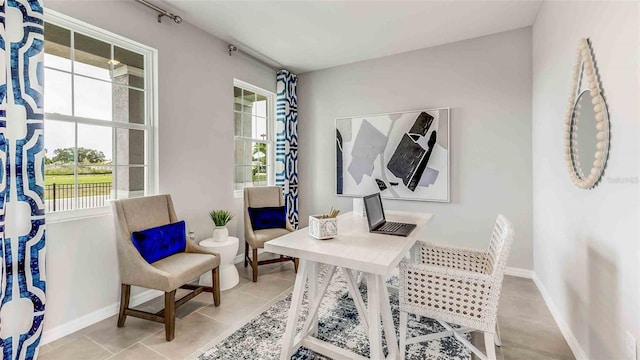 office area featuring light tile patterned floors