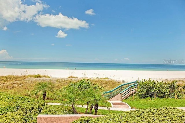 property view of water with a beach view