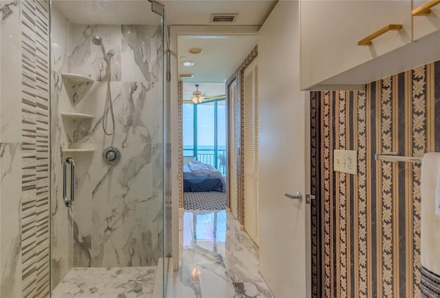 bathroom featuring walk in shower