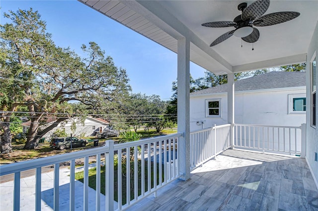 deck featuring ceiling fan