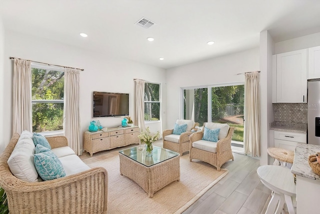 living room featuring light hardwood / wood-style flooring