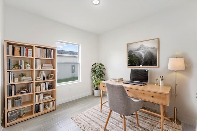 office space featuring light hardwood / wood-style floors