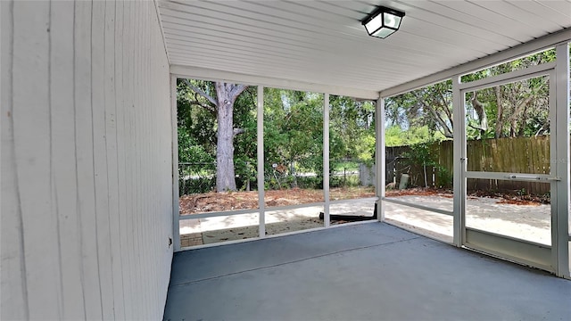 view of unfurnished sunroom