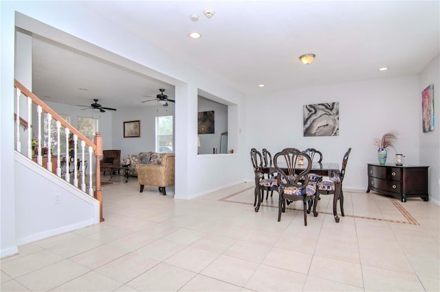 dining space featuring ceiling fan