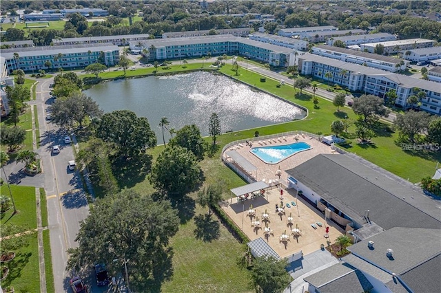 6000 20th St N Unit 114, Saint Petersburg, FL 33714 - aerial view of a pool area and a nearby body of water