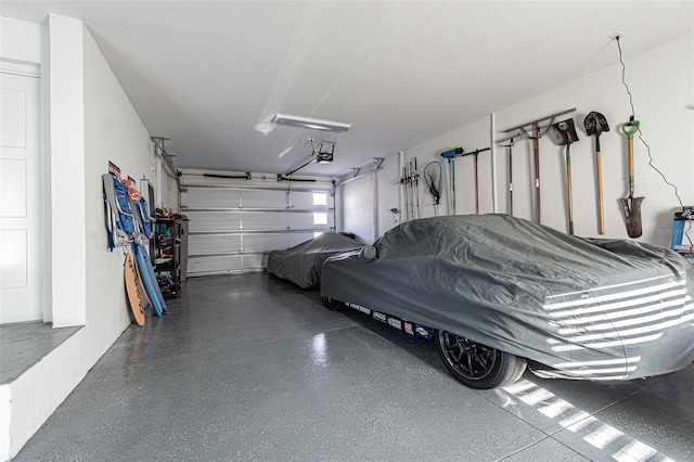 garage with a garage door opener