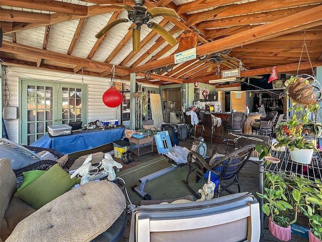 view of patio / terrace featuring ceiling fan