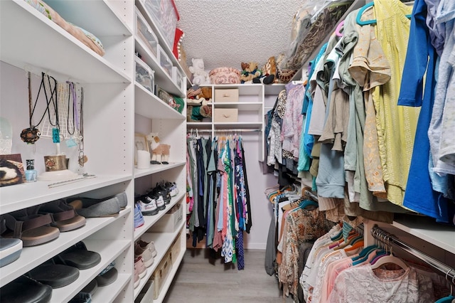 spacious closet with wood finished floors