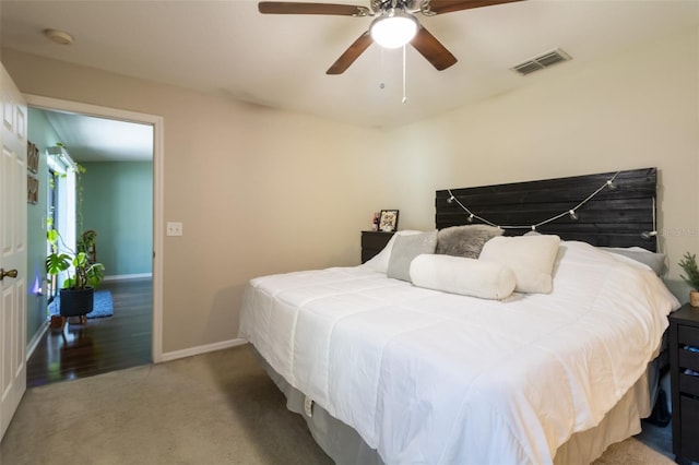 bedroom with carpet and ceiling fan