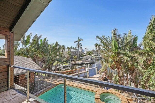 balcony with a water view