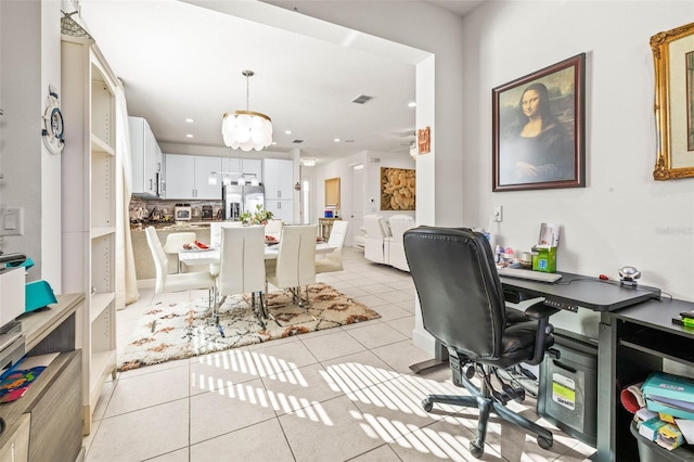 home office featuring light tile patterned floors