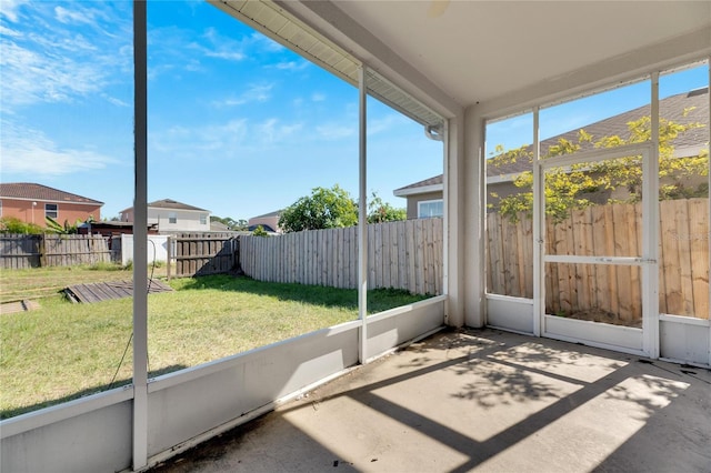 view of unfurnished sunroom