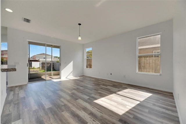 interior space with hardwood / wood-style flooring and plenty of natural light