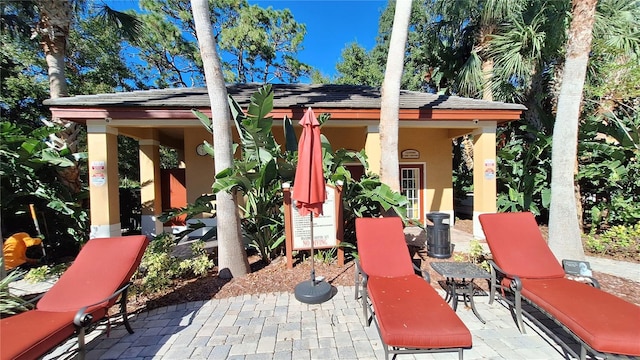 view of patio featuring a gazebo