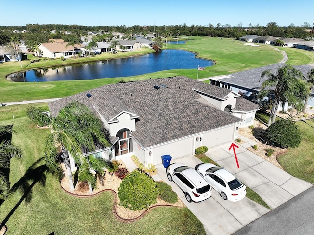 bird's eye view featuring a water view