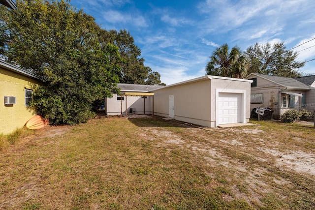 view of yard featuring a garage