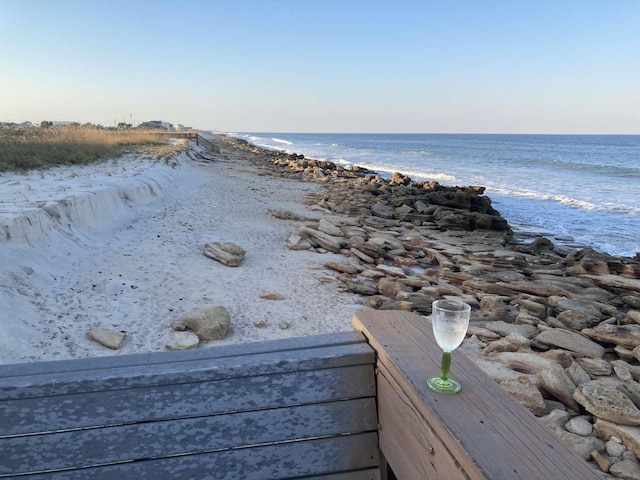 view of water feature featuring a view of the beach