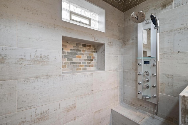 bathroom with a shower