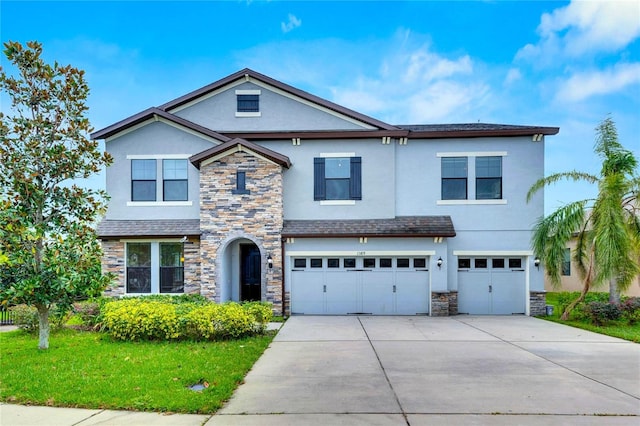 view of front of property with a garage