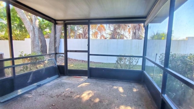 view of unfurnished sunroom