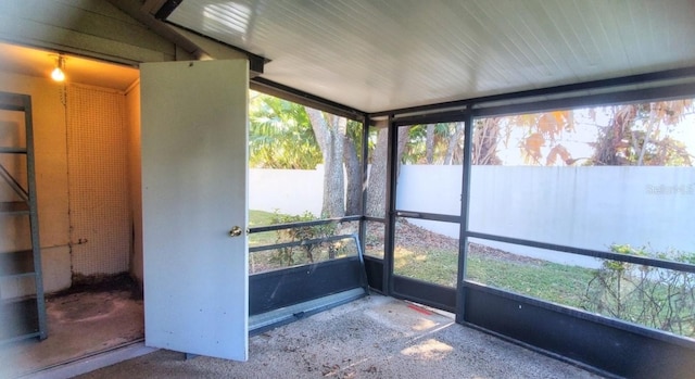 view of unfurnished sunroom