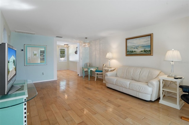 living room featuring light wood-type flooring