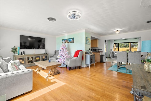 living room with light wood-type flooring