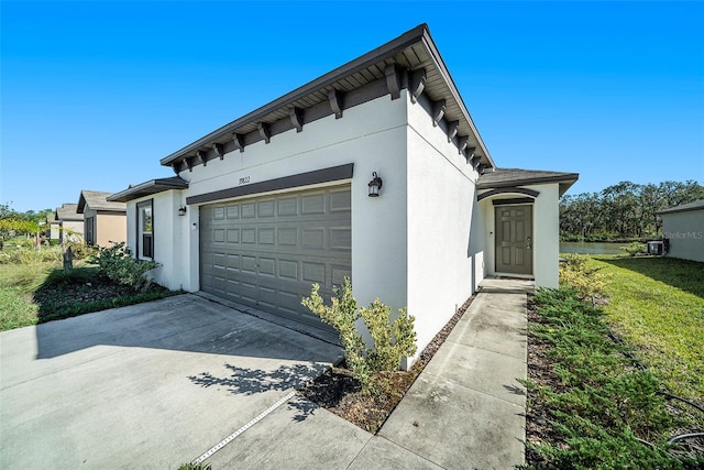 exterior space featuring a garage