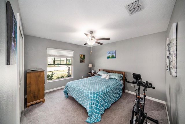 bedroom with carpet flooring and ceiling fan