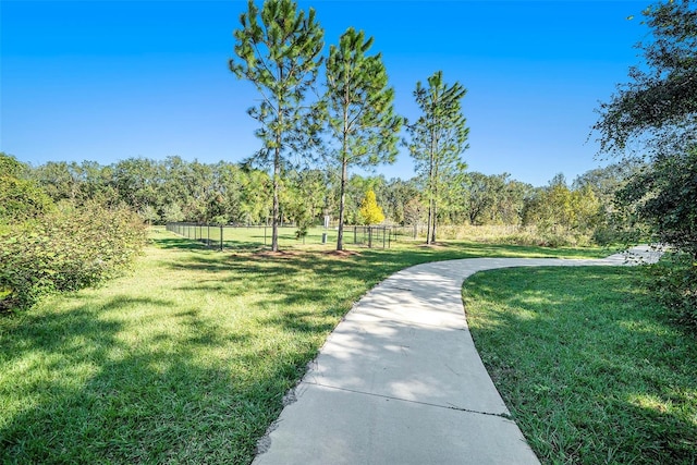 view of home's community with a lawn