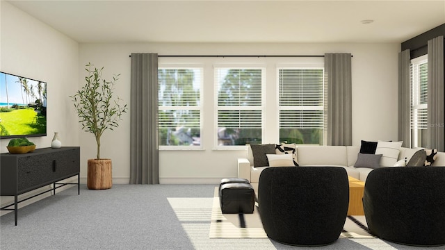 carpeted living room with a healthy amount of sunlight