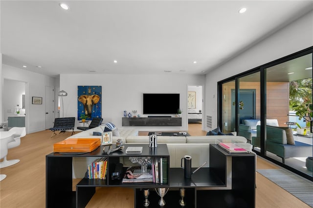 living room featuring light hardwood / wood-style flooring