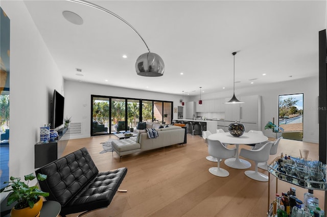 living room featuring light hardwood / wood-style flooring