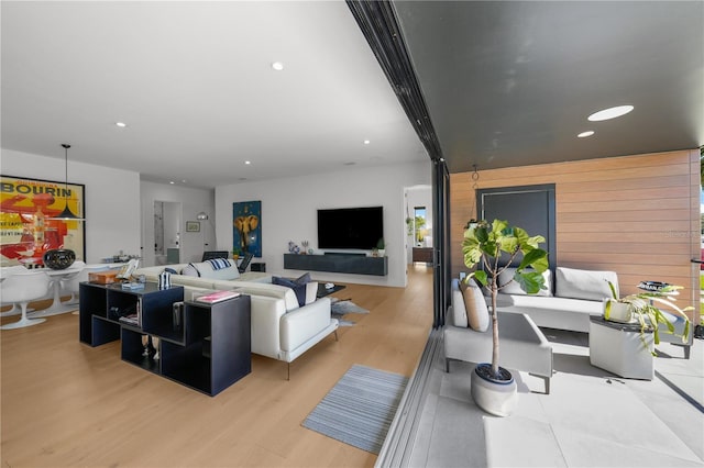 living room featuring light hardwood / wood-style flooring