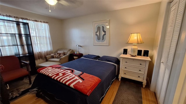 bedroom featuring dark wood-type flooring