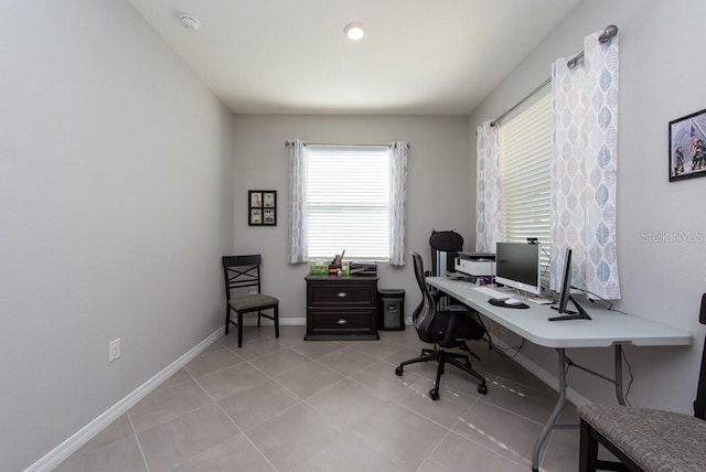 view of tiled office space