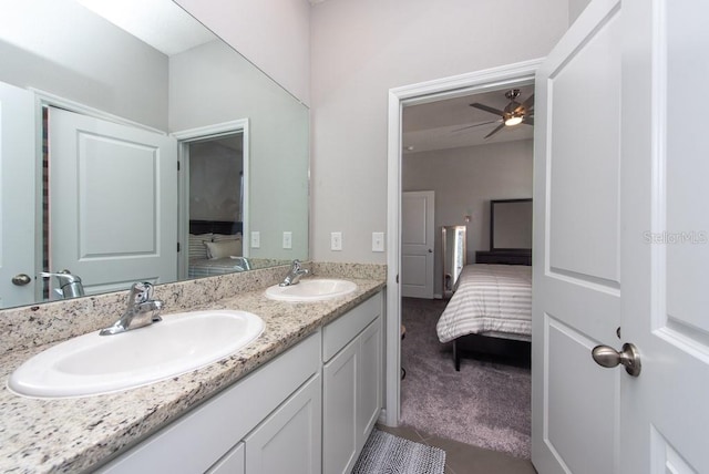 bathroom featuring vanity and ceiling fan