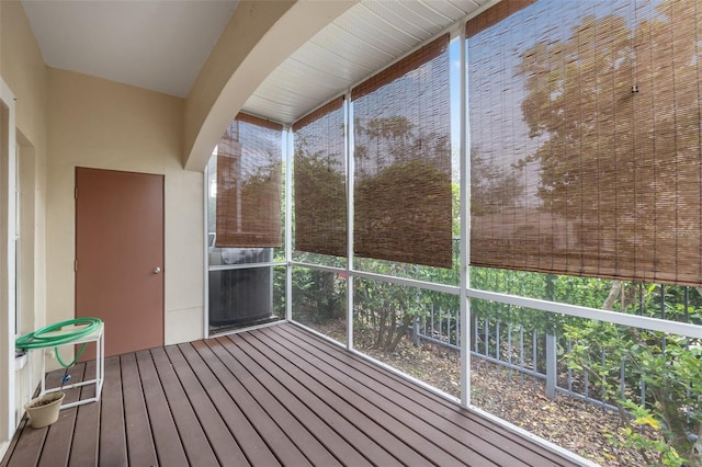 view of unfurnished sunroom