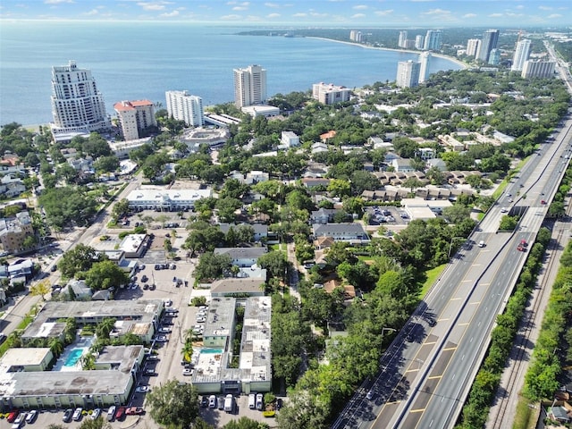 bird's eye view featuring a water view