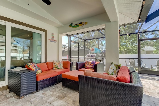 sunroom with vaulted ceiling