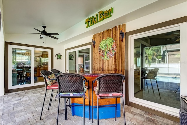 view of patio with ceiling fan