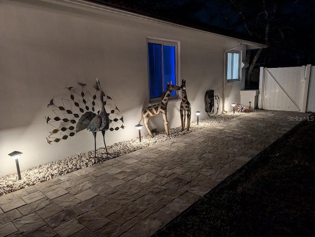 view of patio at twilight