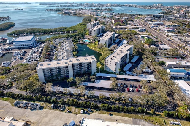 bird's eye view featuring a water view