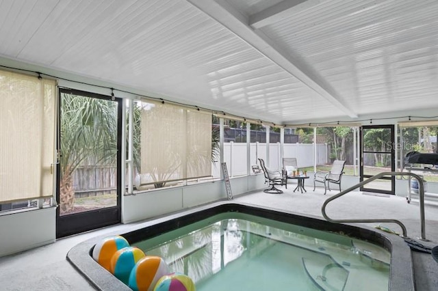 view of pool featuring an indoor hot tub