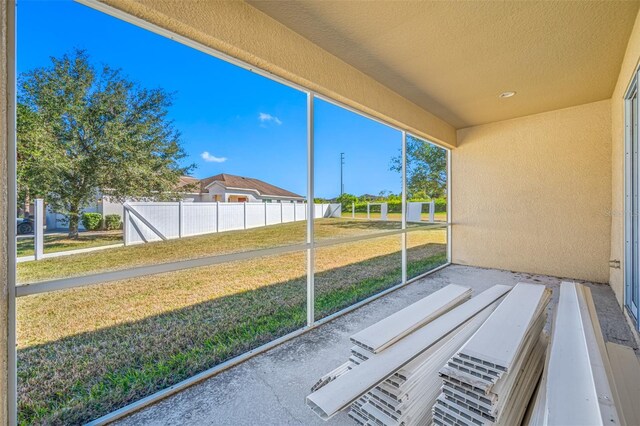 view of unfurnished sunroom