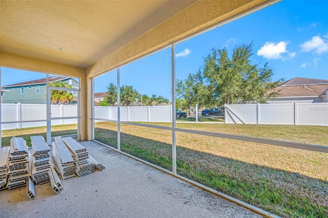 view of unfurnished sunroom