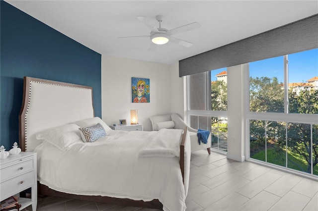 bedroom featuring ceiling fan